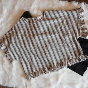 BP. Stripe Black & White Ruffle Blouse Size Small